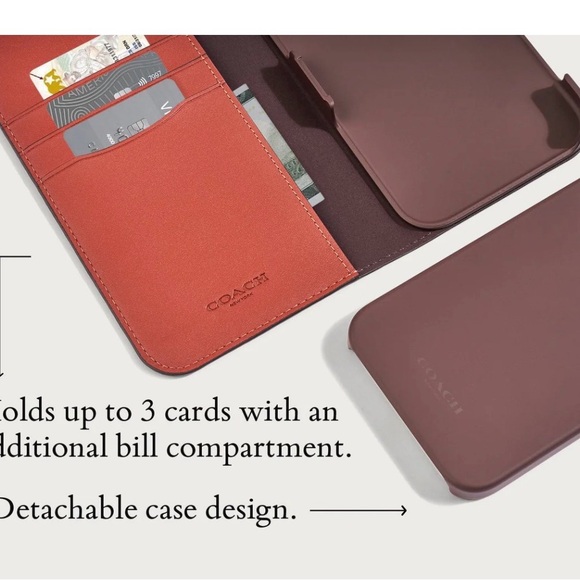 Coach 15/14/13 Brown Leather Folio Wallet Phone Case - Picture 6 of 7